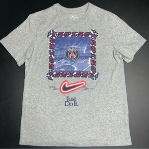 Nike Paris Saint-Germain PSG Men's Medium Just Do It Heather Gray Tee T-shirt